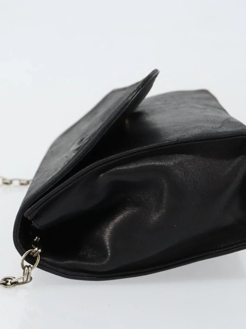 CHANEL COCO Mark Chain Shoulder Bag Lamb Skin Vintage Black CC Auth 146795